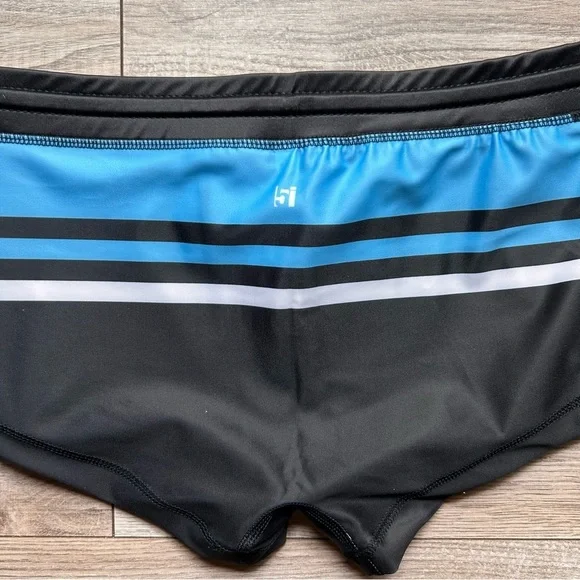 Cassis Square Cut Swim Trunks in Blue, Black & White (Medium / 30-32" Waist) - Picture 8 of 13